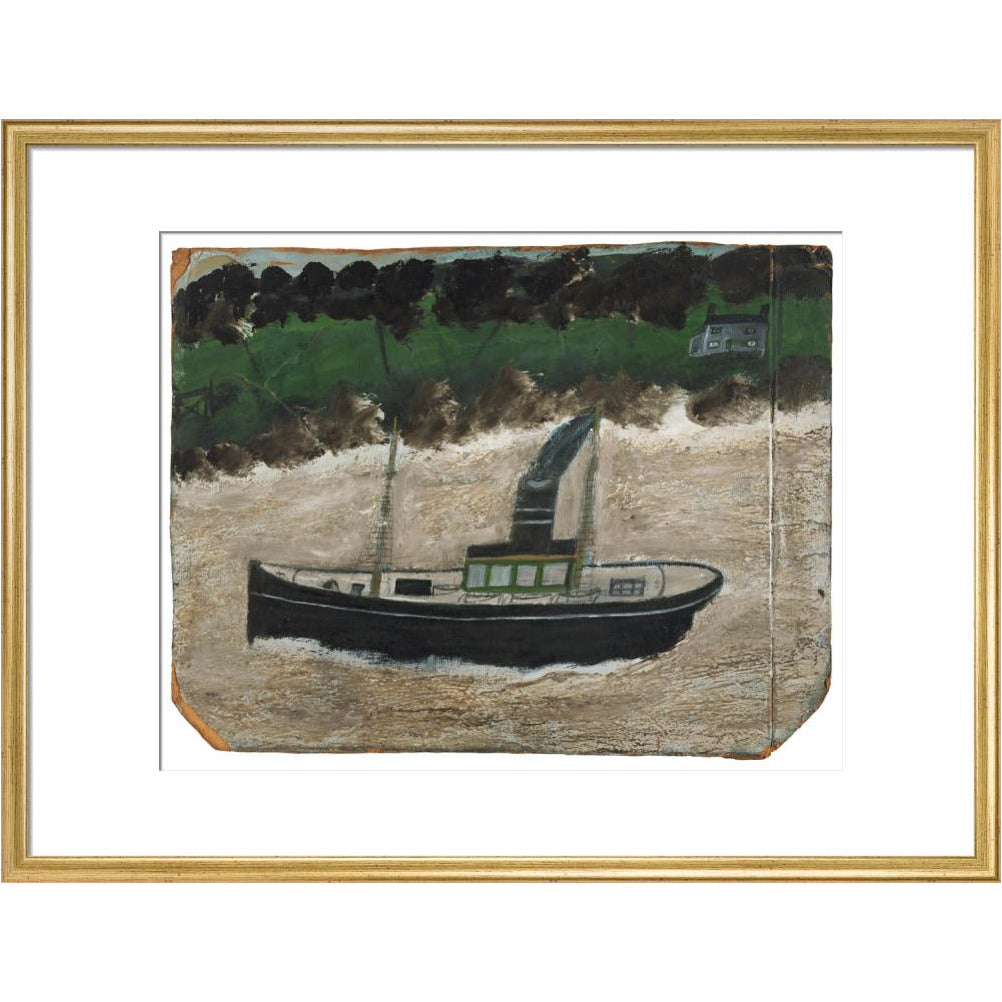 Coaster by shore with house - art print