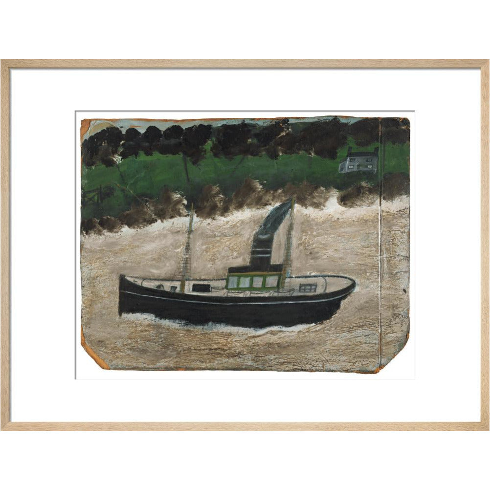 Coaster by shore with house - art print