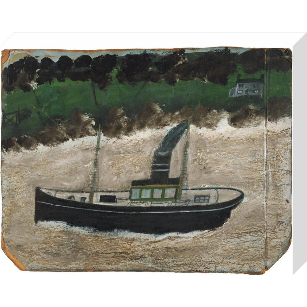Coaster by shore with house - art print