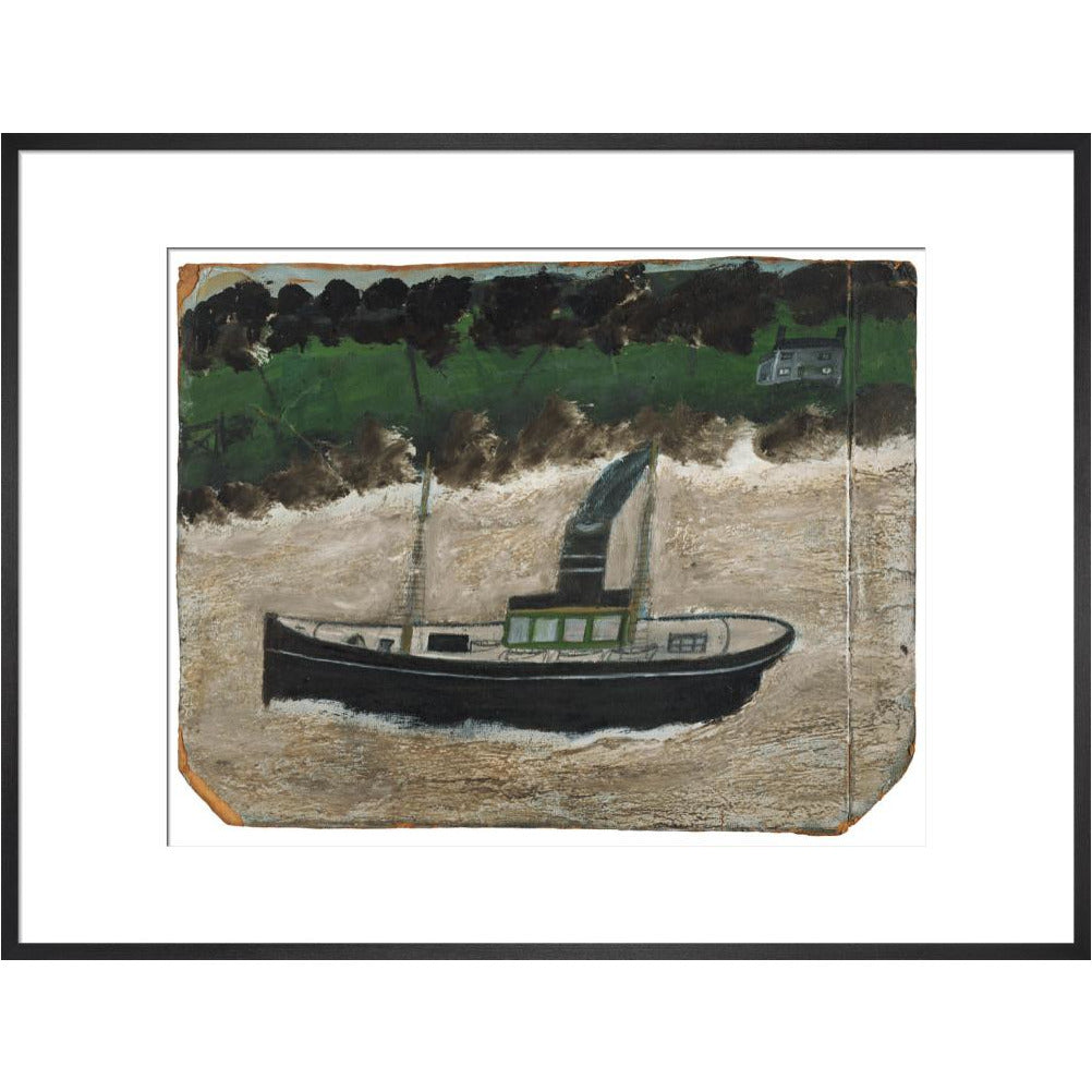 Coaster by shore with house - art print