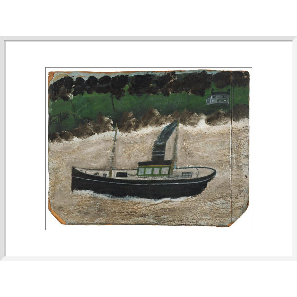 Coaster by shore with house - art print