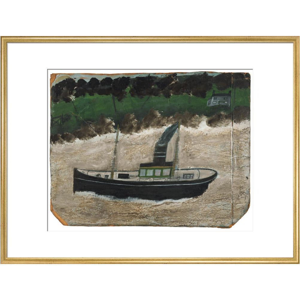 Coaster by shore with house - art print