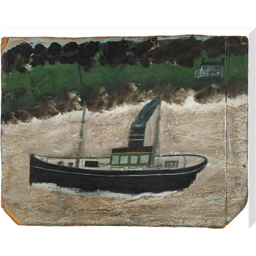Coaster by shore with house - art print