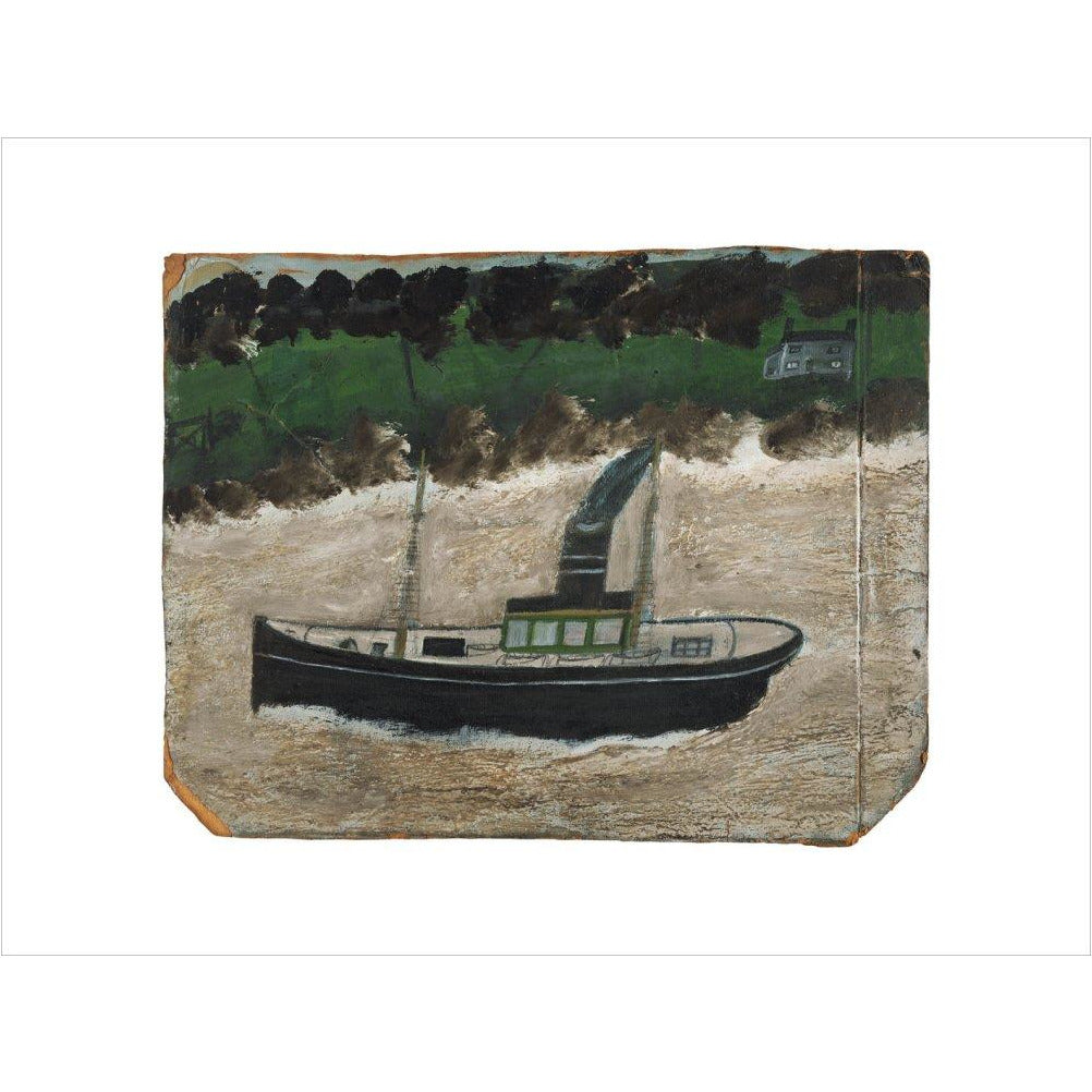 Coaster by shore with house - art print