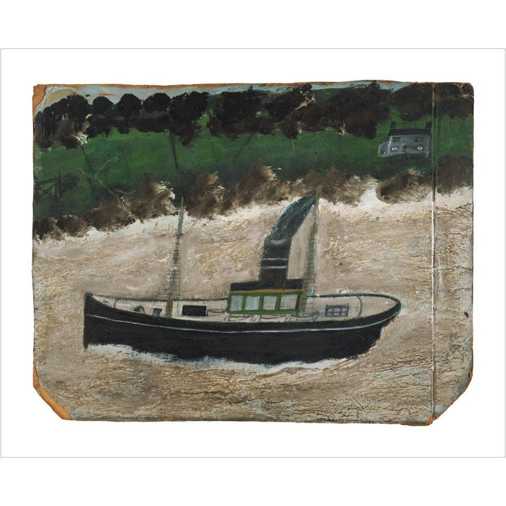 Coaster by shore with house - art print