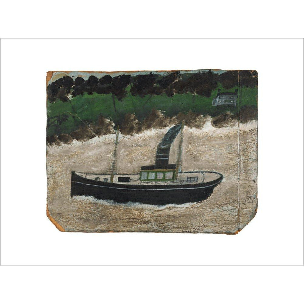 Coaster by shore with house - art print