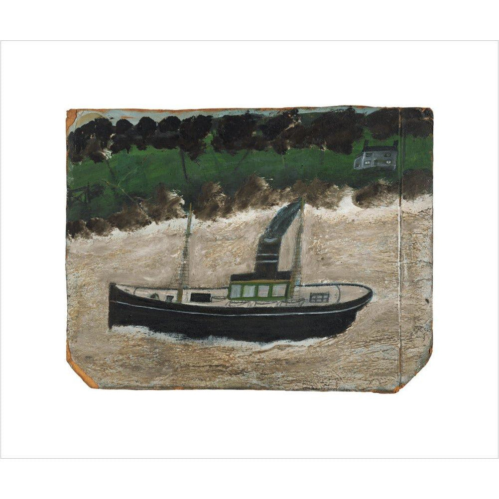 Coaster by shore with house - art print