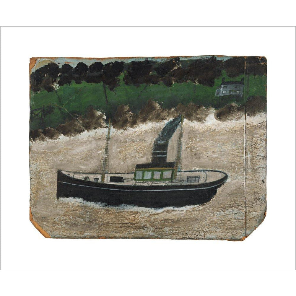 Coaster by shore with house - art print