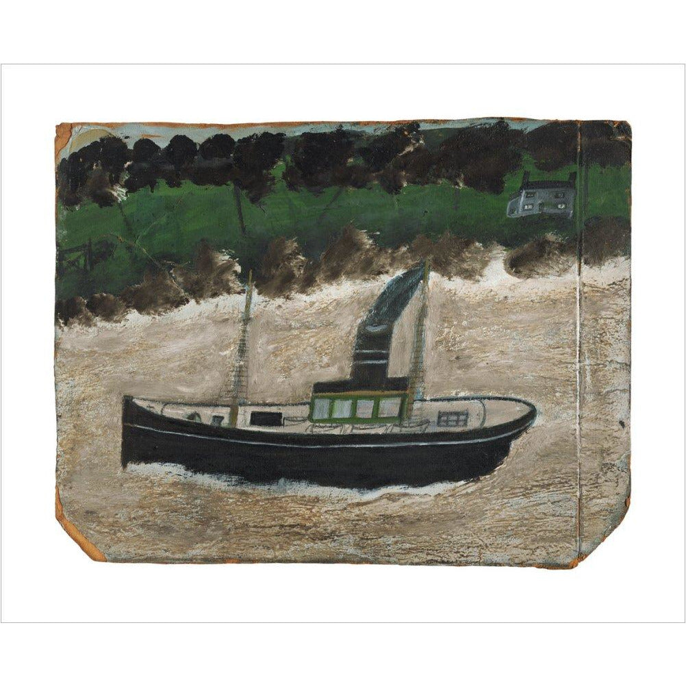 Coaster by shore with house - art print