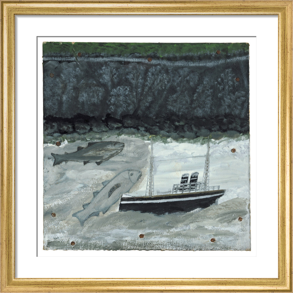 Land, fish and motor vessel - Art print