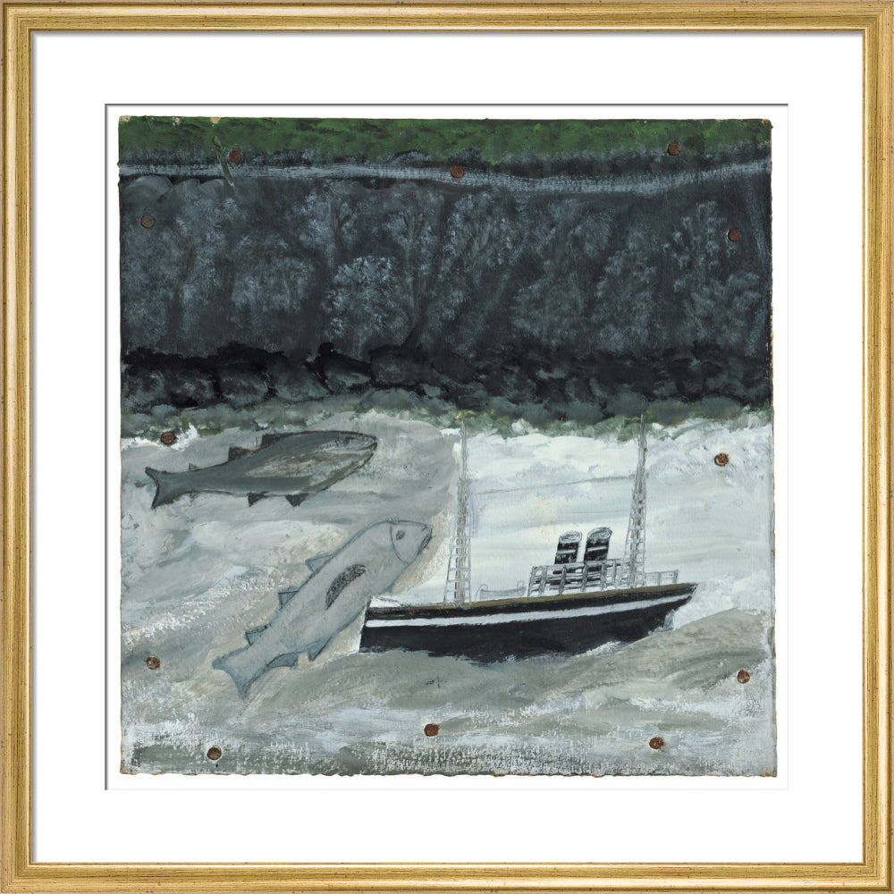 Land, fish and motor vessel - Art print