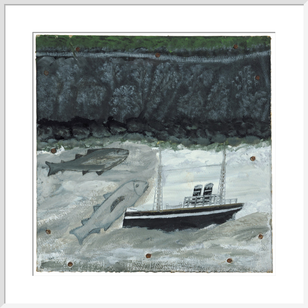 Land, fish and motor vessel - Art print