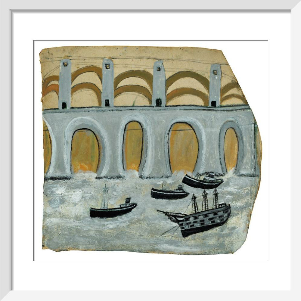 Boats before a great bridge (Royal Albert Bridge?)