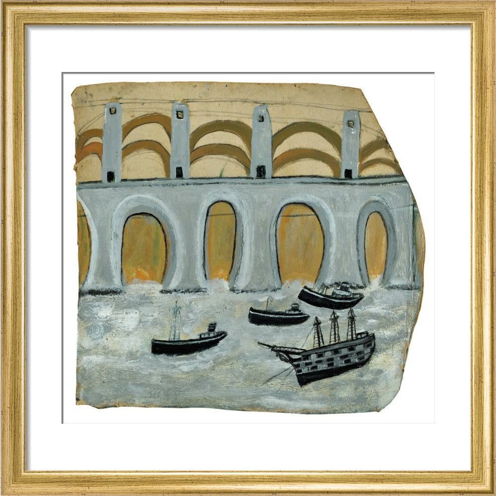 Boats before a great bridge (Royal Albert Bridge?)