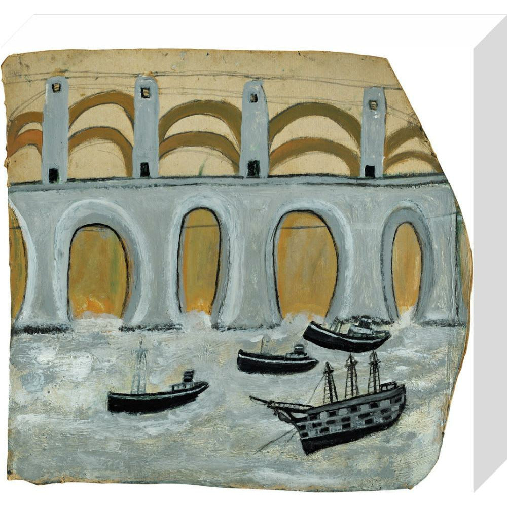 Boats before a great bridge (Royal Albert Bridge?)