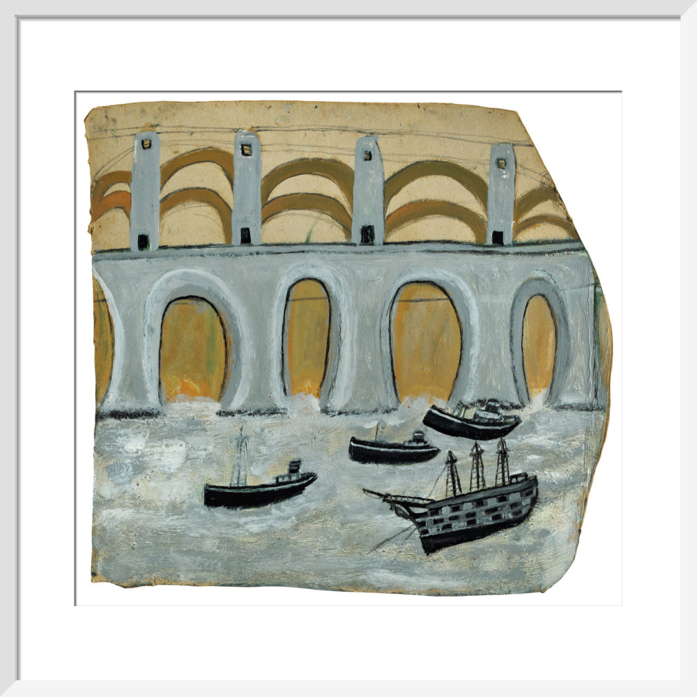 Boats before a great bridge (Royal Albert Bridge?)