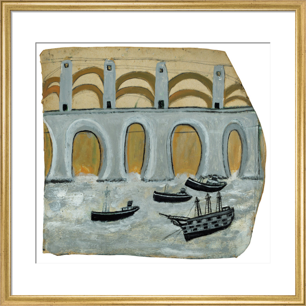 Boats before a great bridge (Royal Albert Bridge?)