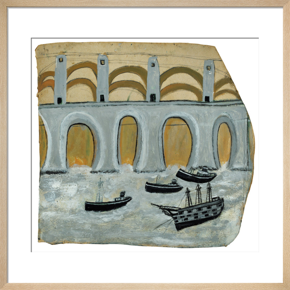 Boats before a great bridge (Royal Albert Bridge?)