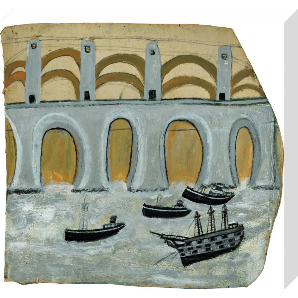 Boats before a great bridge (Royal Albert Bridge?)