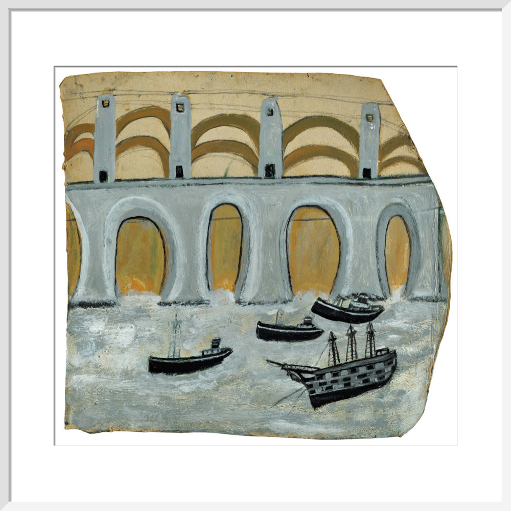 Boats before a great bridge (Royal Albert Bridge?)