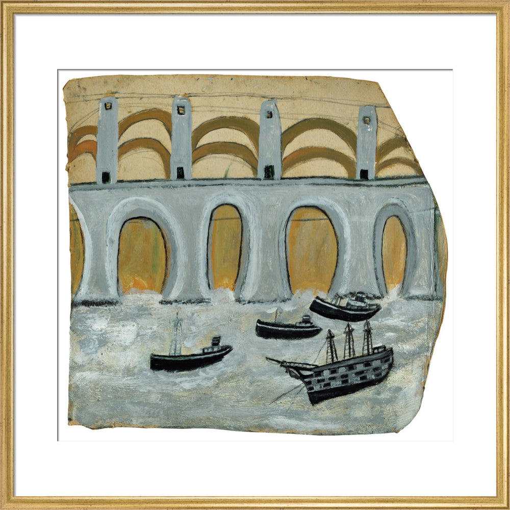 Boats before a great bridge (Royal Albert Bridge?)