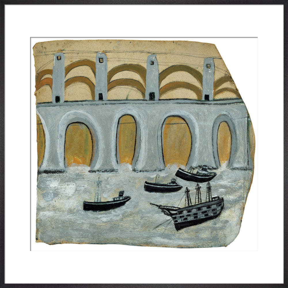 Boats before a great bridge (Royal Albert Bridge?)