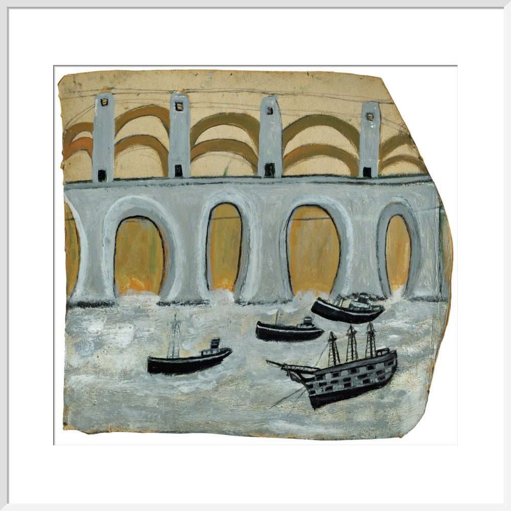 Boats before a great bridge (Royal Albert Bridge?)