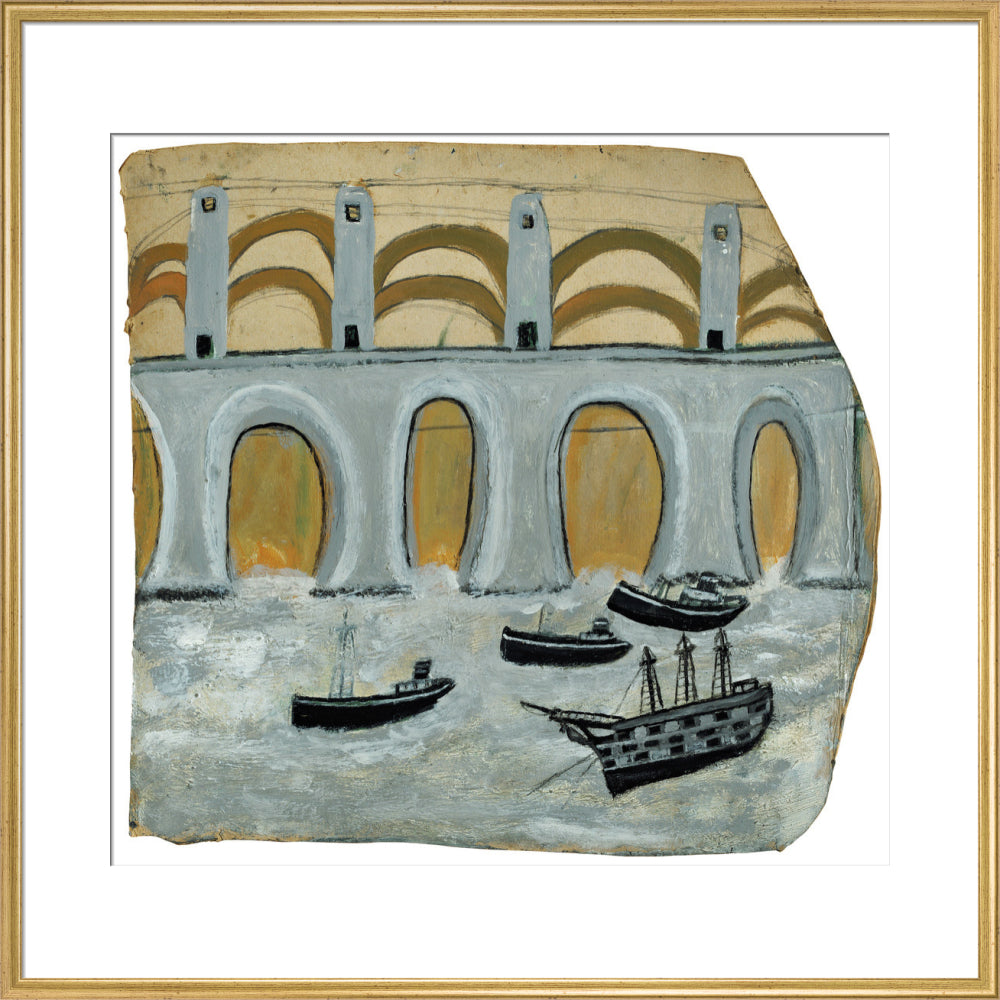 Boats before a great bridge (Royal Albert Bridge?)