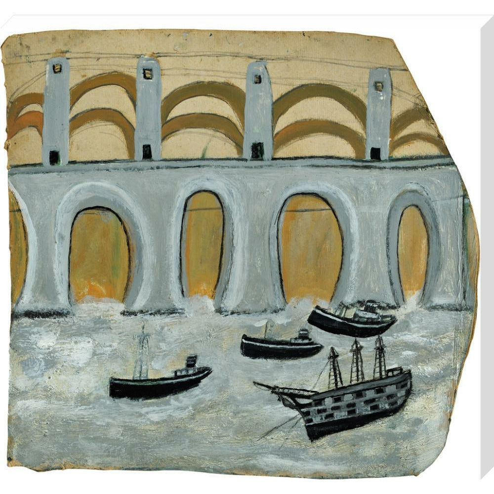 Boats before a great bridge (Royal Albert Bridge?)