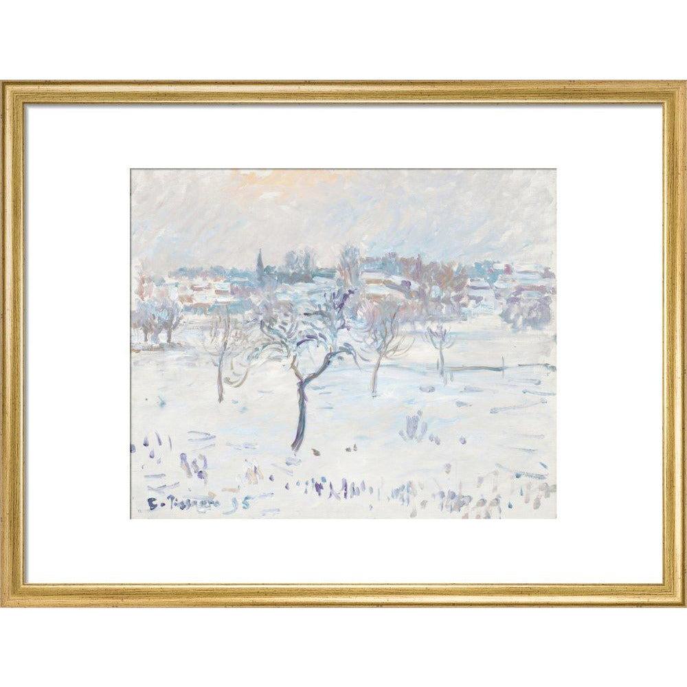 Snowy landscape at Eragny - Art print