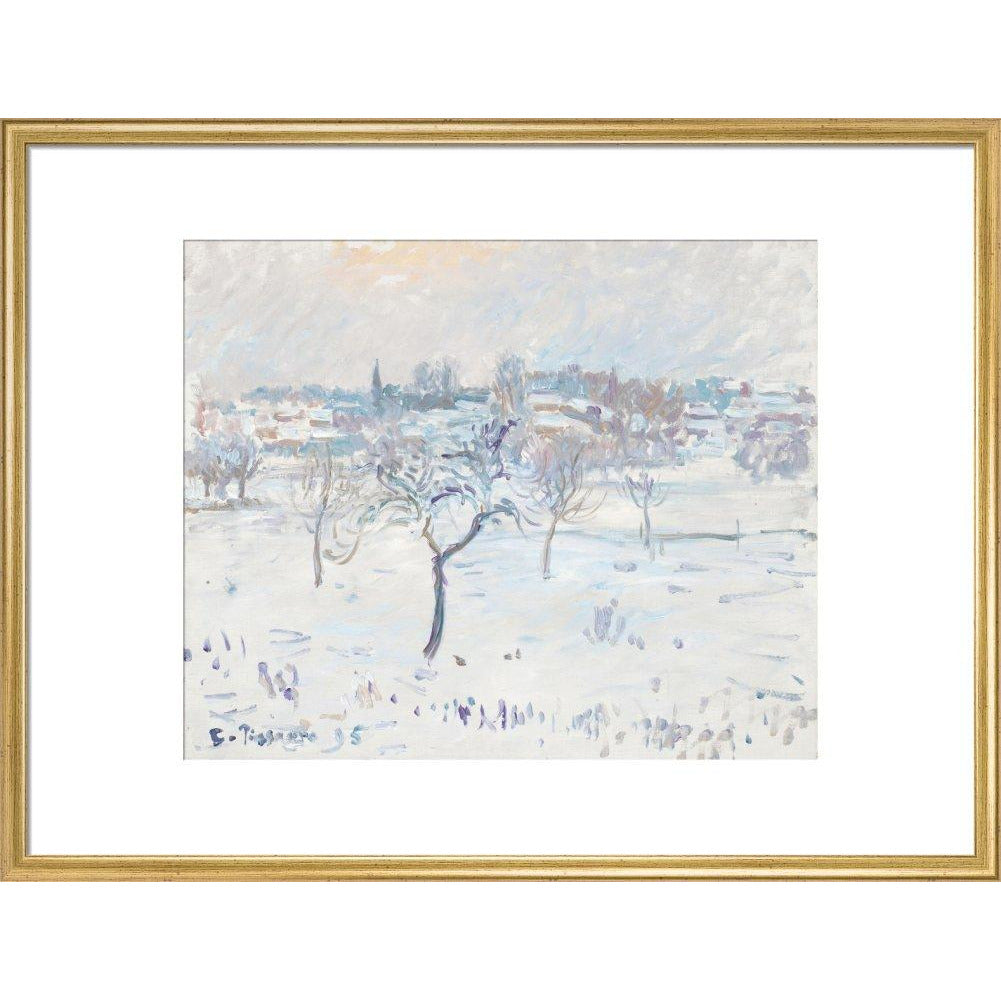 Snowy landscape at Eragny - Art print