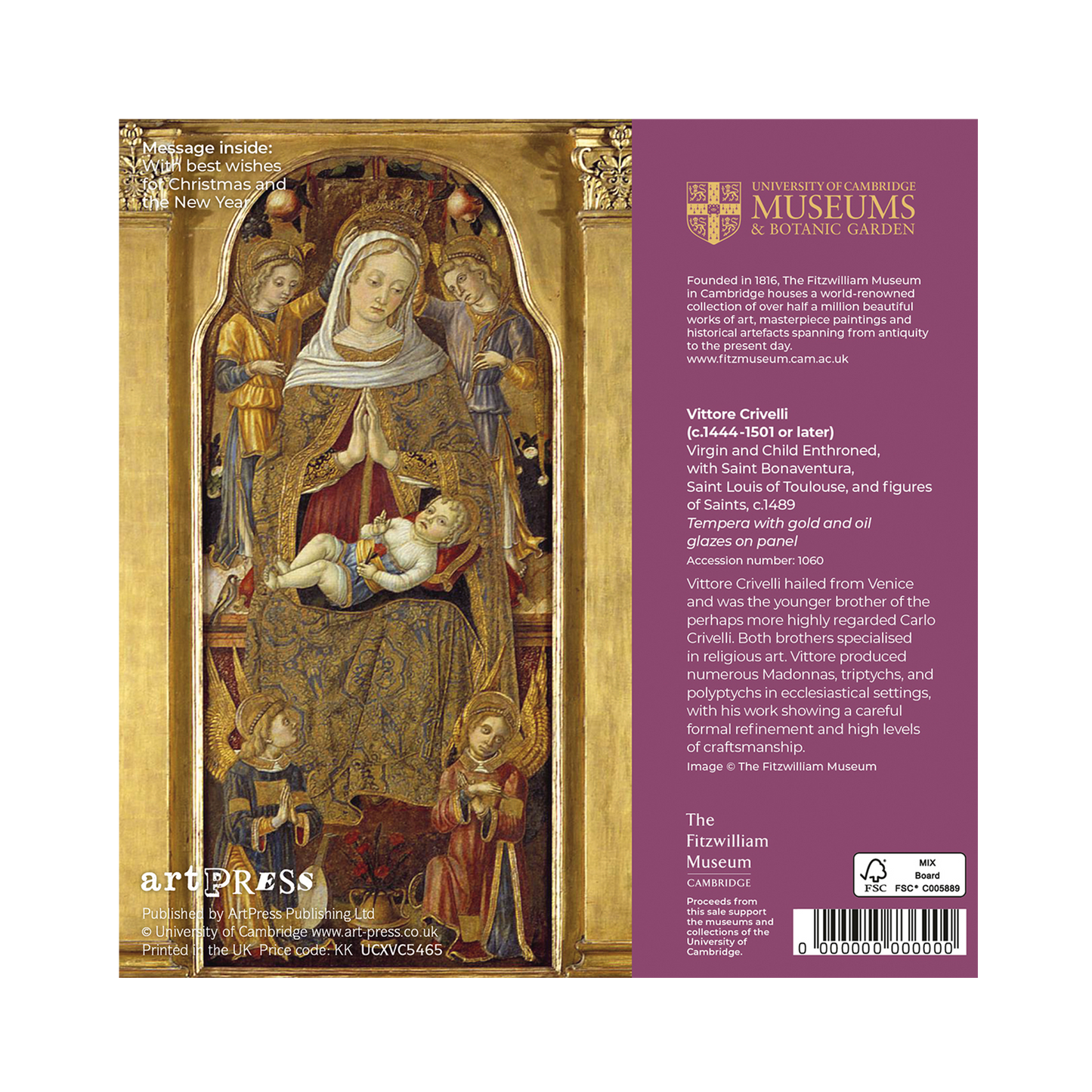 Virgin & Child Enthroned - Christmas card wallet