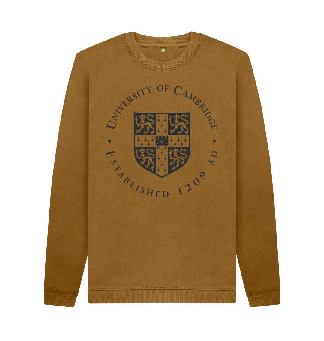 Brown Men's University of Cambridge Crew Neck Sweater, Large Shield