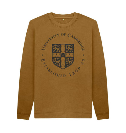 Brown Men's University of Cambridge Crew Neck Sweater, Large Shield