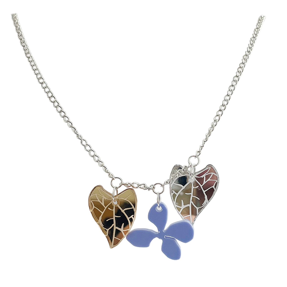 Made This Way Purple Flower with Leaves - Necklace