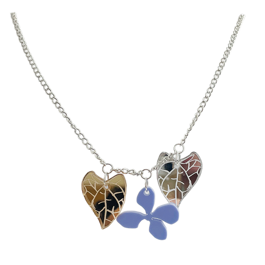 Made This Way Purple Flower with Leaves - Necklace