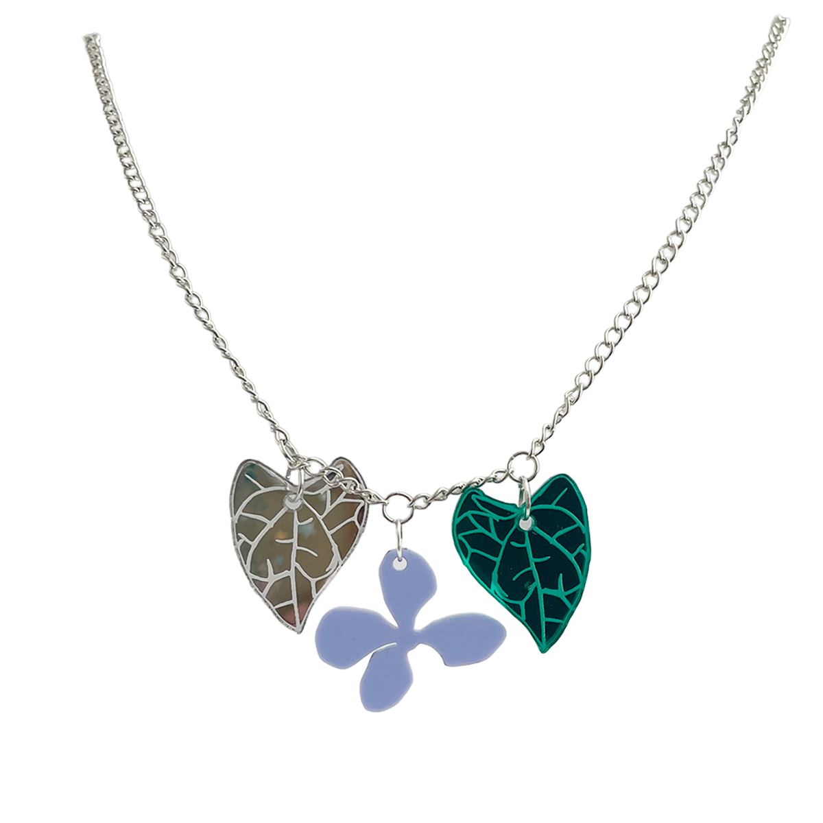 Made This Way Purple Flower with Leaves - Necklace