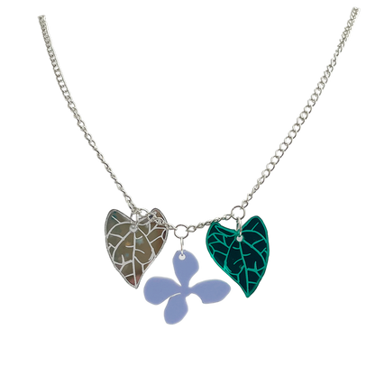 Made This Way Purple Flower with Leaves - Necklace