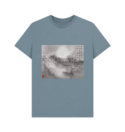 Stone Blue Printed T-shirt Front