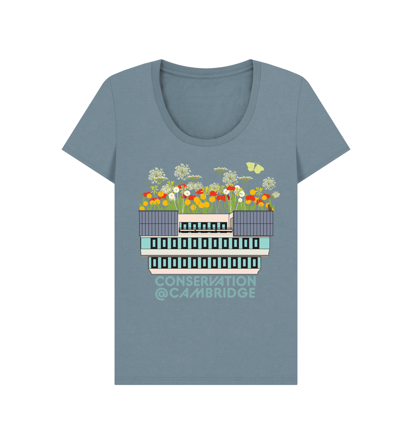 Stone Blue Printed T-shirt Front