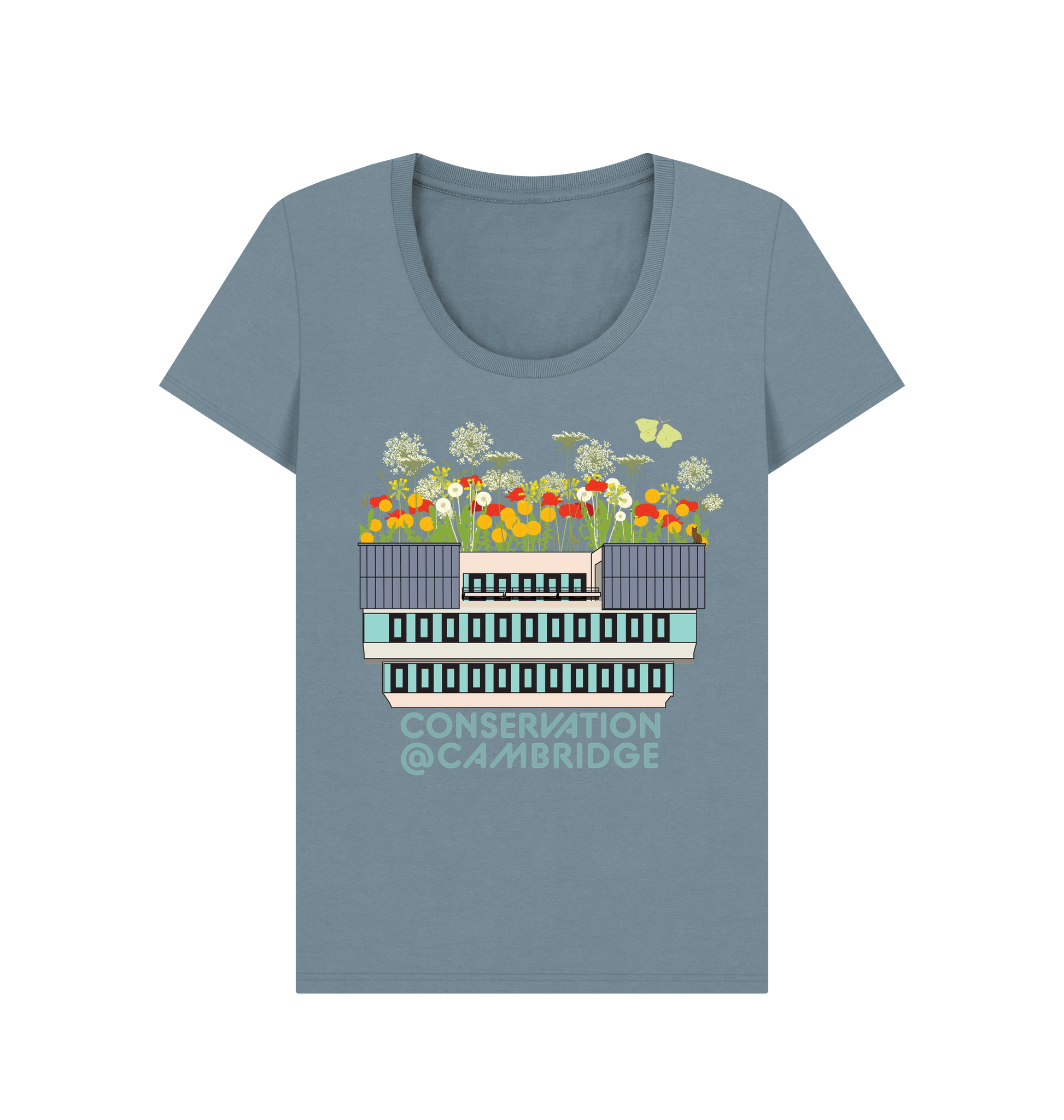 Stone Blue Printed T-shirt Front