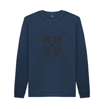 Navy Blue Men's University of Cambridge Crew Neck Sweater, Large Shield