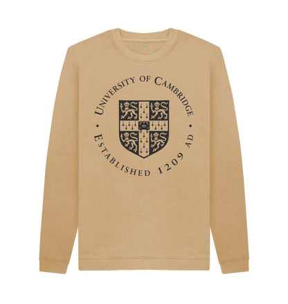 Sand Men's University of Cambridge Crew Neck Sweater, Large Shield