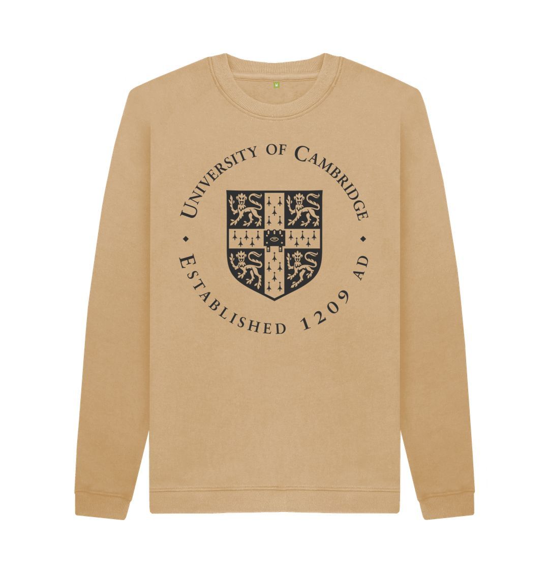 Sand Men's University of Cambridge Crew Neck Sweater, Large Shield