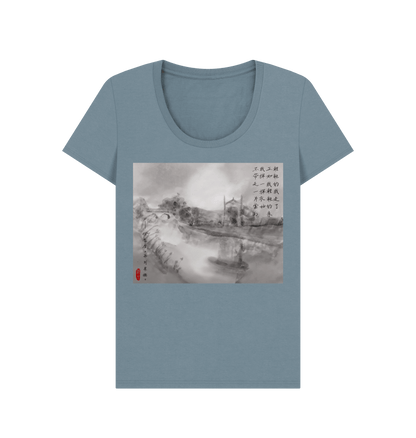 Stone Blue Printed T-shirt Front
