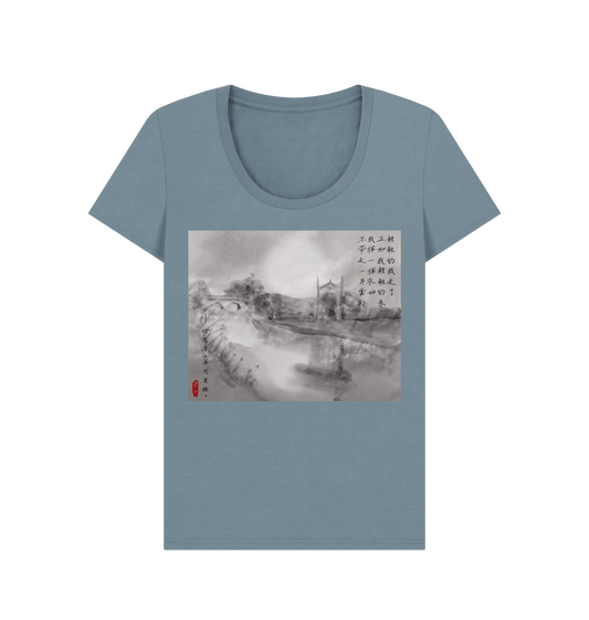 Stone Blue Printed T-shirt Front