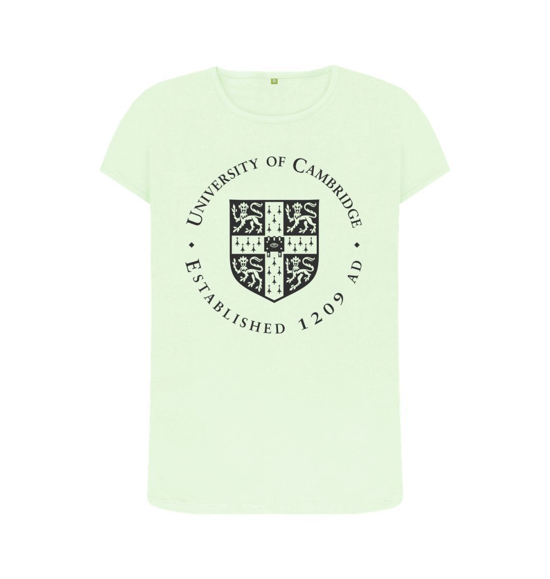 Pastel Green Women's Crew Neck University of Cambridge T-Shirt, Large Shield