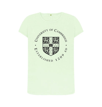 Pastel Green Women's Crew Neck University of Cambridge T-Shirt, Large Shield