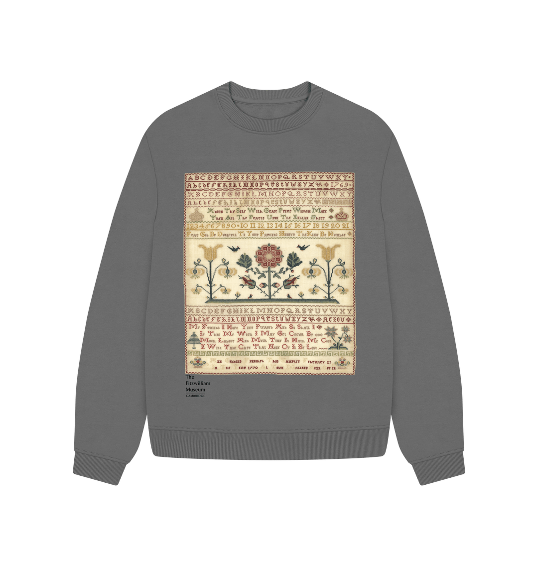 Slate Grey Flower Sampler, Crew neck sweater