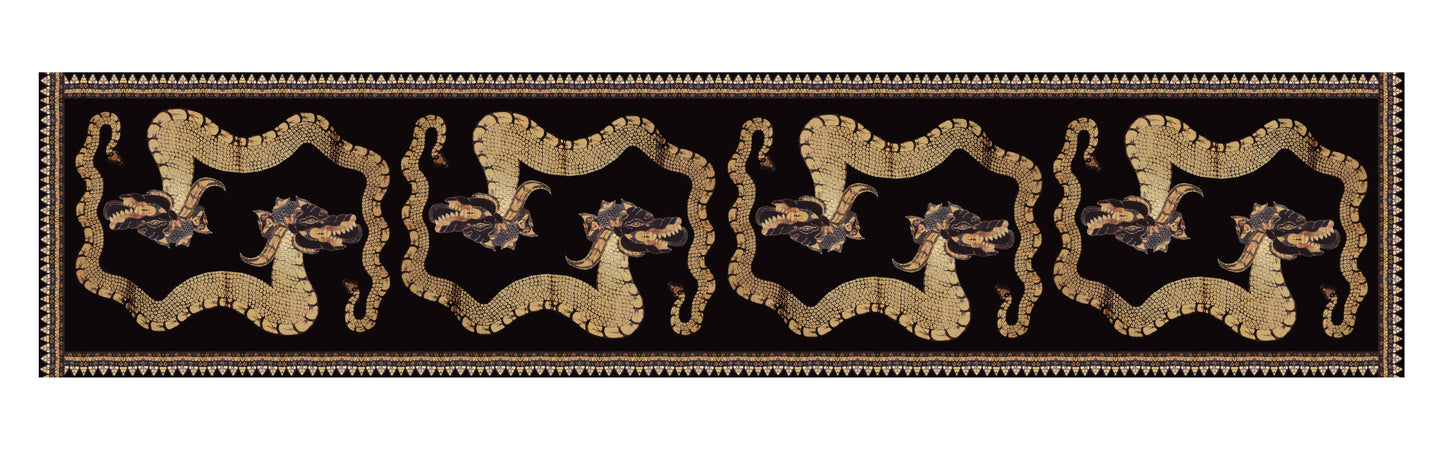 Gold Dragons - Habotai silk scarf